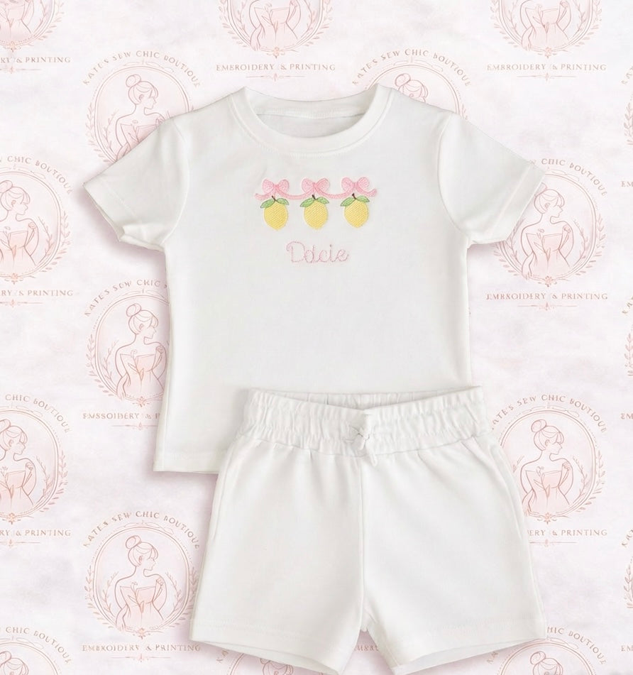 Girls shorts and t-shirt set - lemon design