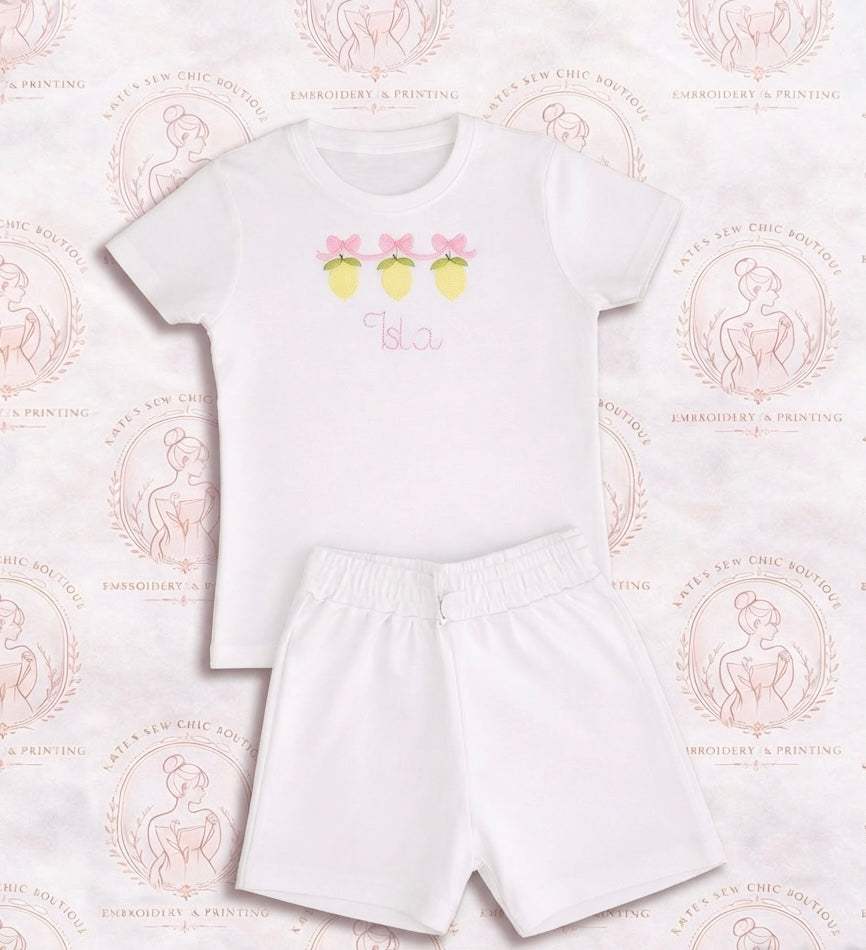 Girls shorts and t-shirt set - lemon design