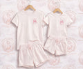 Girls Shorts and t-shirt set - initial bow design