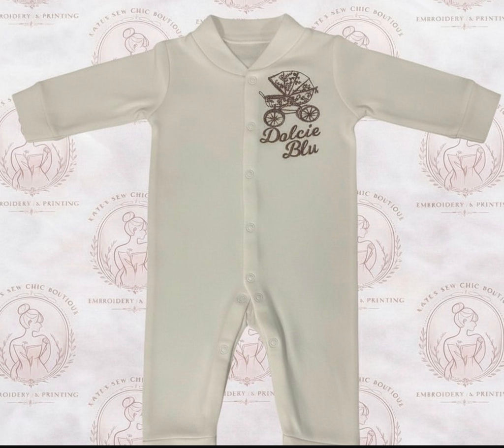 Baby Sleepsuit - vintage pram design
