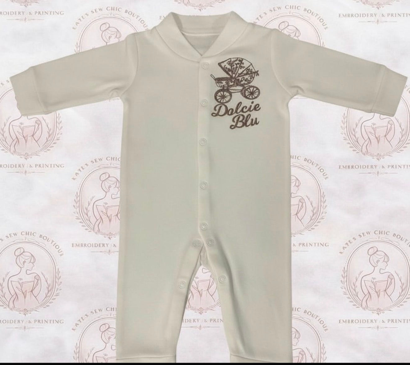 Baby Sleepsuit - vintage pram design