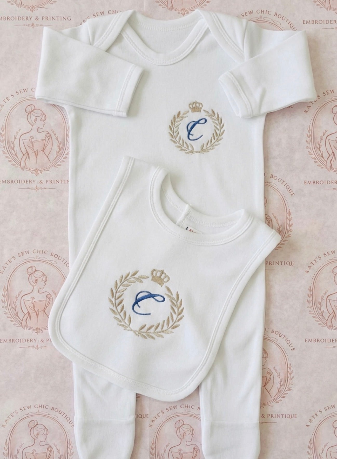 Baby Sleepsuit- crown inital desgin